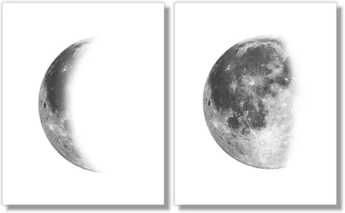 Miniatura 2 de Impresiones artísticas de fases lunares – Decoración de dormitorio – Arte de pared gris – 8 x 10 pulgadas (juego de 5) – sin marco