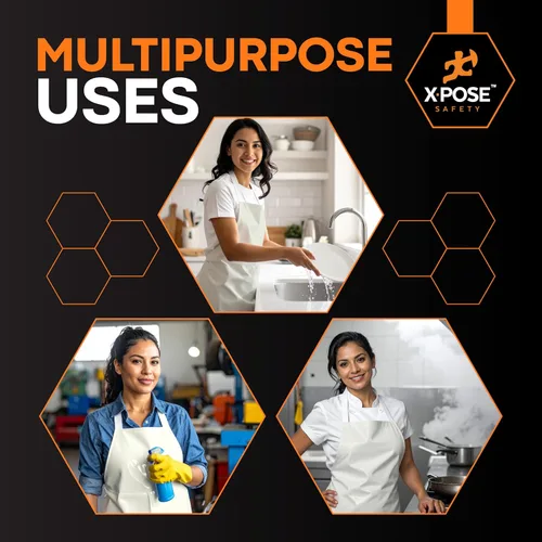Miniatura 2 de Xpose Safety Heavy Duty Vinyl Waterproof Aprons, White - For Home, Industrial and Commercial Use - Chemical Resistant Blanco
