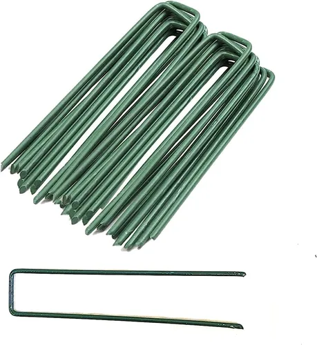 Miniatura 9 de Paquete de 50 estacas de jardín galvanizadas de 6 pulgadas, grapas de paisaje, estaca de césped tipo U para césped artificial, pasador de césped a