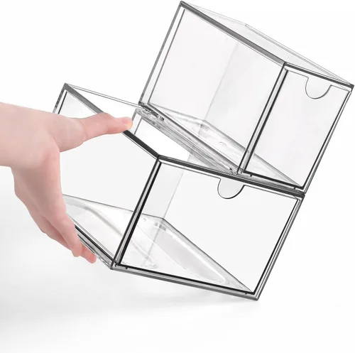Miniatura 6 de Organizador de cajones de maquillaje, organizador de cajones de escritorio con 4 cajones, 3 tamaños diferentes, adecuado para escritorio de oficina