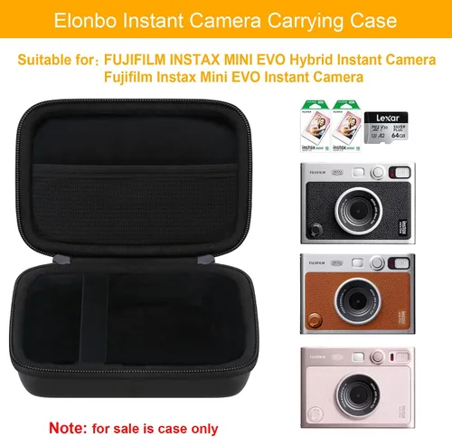 Miniatura 2 de Elonbo Estuche de transporte para cámara instantánea Fujifilm Instax Mini EVO/cámara híbrida de película instantánea EVO, 2 en 1 portátil mini Negro
