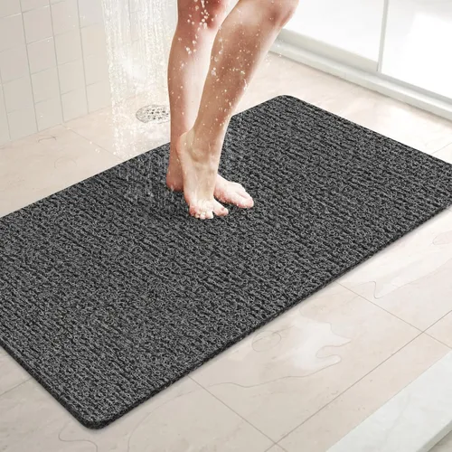 Miniatura 41 de LuxStep - Tapete de ducha, de 24 x 36 pulgadas, tapete de baño antideslizante con drenaje, tapete de baño de cloruro de polivinilo, de secado Gris
