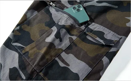 Miniatura 6 de EAEAO Pantalones cortos cargo de camuflaje para hombre de ajuste relajado con múltiples bolsillos de algodón
