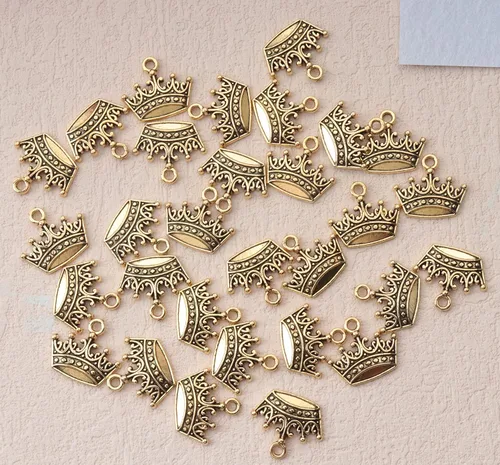 Miniatura 2 de 30 piezas de dijes de tiara mini metal vintage lindo colgante de joyería para hacer bricolaje, collares, pulseras, collares, joyería, manualidades