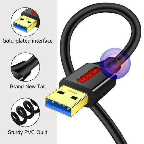 Miniatura 4 de Cable USB 3.0 A a A macho de 1 pie, USB tipo A macho a macho, cable USB 3.0 de doble extremo USB para disco duro, cámaras, enfriador de laptop
