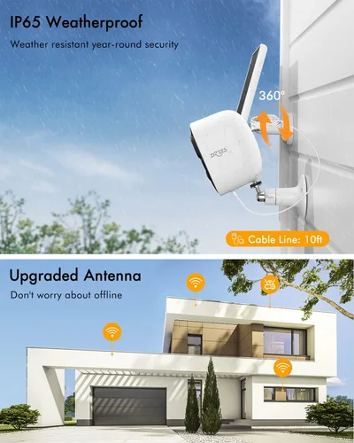 Miniatura 4 de Dzees Actualización de cámara solar de seguridad para exteriores inalámbrica, cámaras de seguridad inalámbricas para exteriores con panel solar