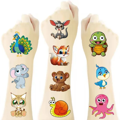 Tatuajes temporales de animales para niños, 160 piezas de tatuajes más grandes mezclados lindos animales, regalos de fiesta, regalos de Navidad,