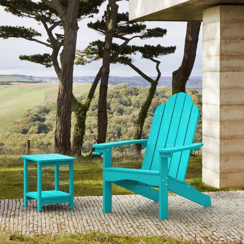 Miniatura 6 de LUE BONA HDPS Sillas Adirondack de 2, Silla para Hoguera al Aire Libre, Resistente a la Intemperie con Portavasos, Silla Moderna de Plástico