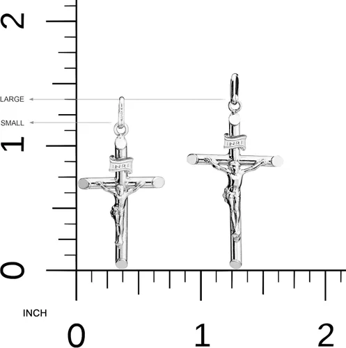 Miniatura 5 de Miabella Rhodium Plated 925 Sterling Silver Small or Large Crucifix Cross Necklace for Men Women, Cross Pendant with Rope Chain, Made in Italy