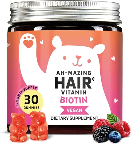Gomitas de biotina para cabello, piel y uñas. 5,000 mcg de vitaminas veganas de alta potencia para un crecimiento más rápido del cabello, uñas más