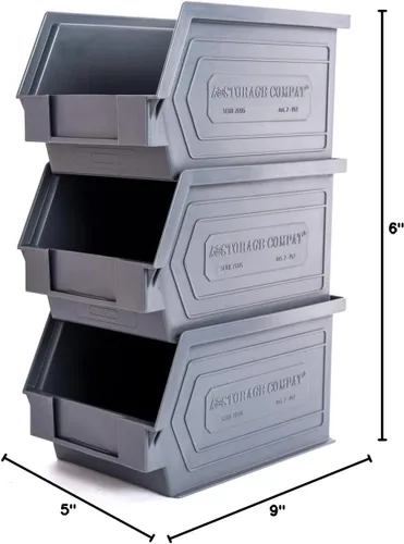 Miniatura 8 de Contenedores de almacenamiento de plástico, colgantes, apilables, organizadores de almacenamiento para almacenes, talleres, 9 x 5 x 5 pulgadas, Rojo