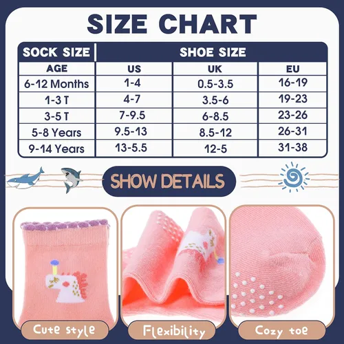 Miniatura 4 de ANTSANG Calcetines de algodón a rayas de unicornio para bebés, niñas y niños pequeños