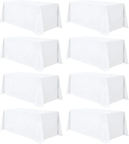 Miniatura 41 de Paquete de 8 manteles rectangulares color beige de 60 x 102 pulgadas para mesas rectangulares de 6 pies, resistentes a las arrugas, tela