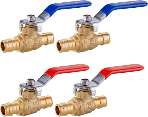 Miniatura 14 de Paquete de 2 EFIELD Válvula de bola de latón de cierre completo de puerto completo de expansión de Pex A de 1/2 pulgada con oreja caída, rojo