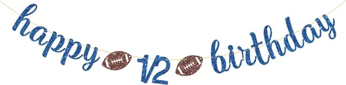 Cartel de feliz cumpleaños de 1/2, decoraciones de cumpleaños con temática de fútbol americano, 6 meses, suministros para fiestas de cumpleaños de