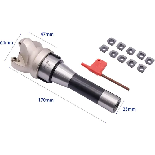 Miniatura 5 de R8 FMB22 7/16-20UNF Shank Face End Mill Arbor y KM12 50-22-4T Fresa de extremo de cara CNC con 10 piezas de insertos de carburo SEKT1204 y llave T20