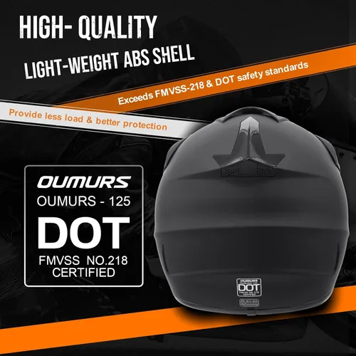 Miniatura 6 de Casco OUMURS DOT para ATV de todoterreno con gafas, guantes y mascarilla, con visera solar ajustable para motocicleta, para adultos, todoterreno