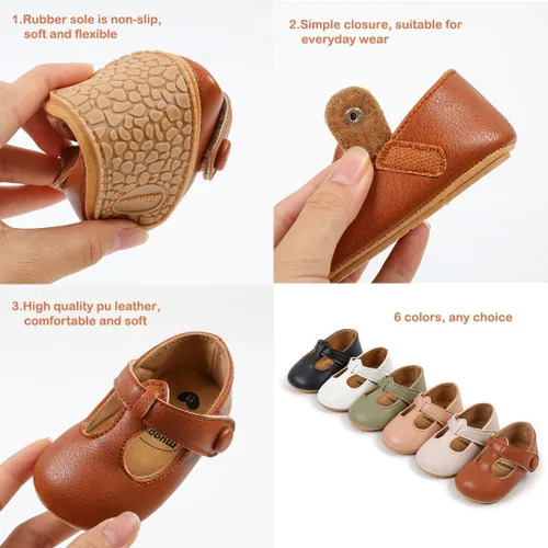 Miniatura 5 de COSANKIM Zapatos Mary Jane para bebé y niña, suela suave, con lazo, princesa, boda, antideslizantes, para bebé, para primera caminata, zapatos