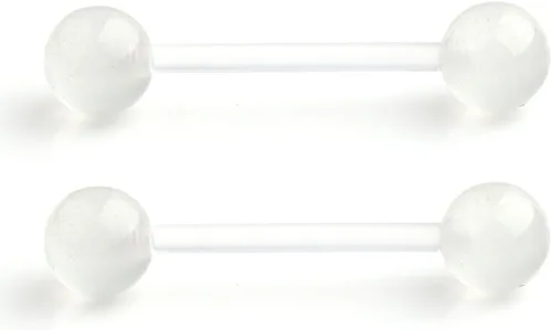 Miniatura 5 de Ruifan - Piercing para el pezón o la lengua de acrílico flexible que brilla en la oscuridad, de 0.49 oz y 0.630 pulgadas