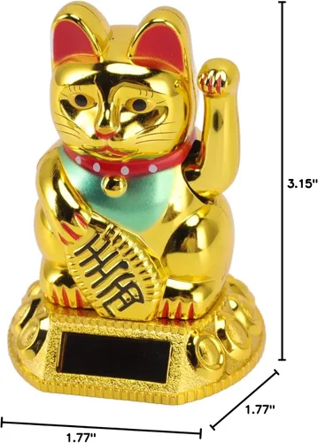 Miniatura 10 de Fortuna alimentada por energía solar, dando la bienvenida saludando riqueza fortuna gatos Fung Shui Cat para oficina en casa y negocios ()