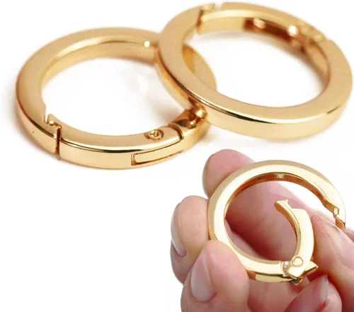 2 anillos tóricos para correa de bolso, anillos de resorte de 1 pulgada para bolso y llaves, color dorado