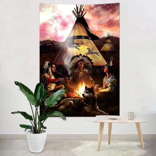 Miniatura 3 de SHRAPHY Tapiz indio nativo americano de 40 x 60 pulgadas, tapiz psicodélico estrellado, arte tribal del suroeste, tapices colgantes de pared