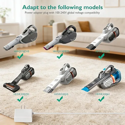 Miniatura 3 de Lnauy Cargador compatible con Black and Decker HHVJ315JD10 / HHVJ315JMF71 / HHVK320J61 / HHVK320J10 / HHVK320JZ01 Dustbuster Smartech - Cable