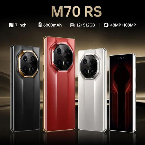 Miniatura 2 de Teléfono celular desbloqueado M70 RS Smartphone 12GB+512GB Teléfono Android 48MP+108MP Cámara 7 pulgadas Pantalla HD Teléfono móvil 5G Dual SIM Rojo