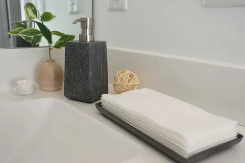 Miniatura 6 de Toallas de invitados desechables similares a lino Servilletas de baño Servilletas de boda Toallas desechables de lino premium (blanco, 120)
