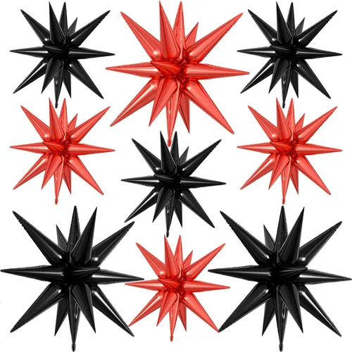 Miniatura 24 de 9 piezas de globos de estrella beige, grandes globos de papel de aluminio en forma de estrella en explosión, globos de Mylar en punta color crema