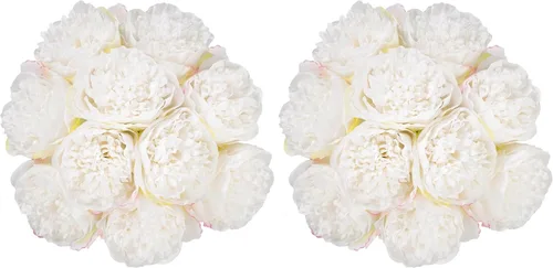 Miniatura 20 de U'Artlines 10 cabezas de peonías artificiales de seda, hojas y flores para decoración del hogar, oficina, bodas, fiestas, festivales y bares (negro)