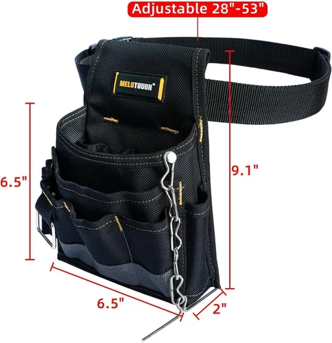Miniatura 2 de MELOTOUGH Bolsa de herramientas para electricista, bolsas para cinturón de herramientas, múltiples bolsillos, organizador de herramientas para Gris