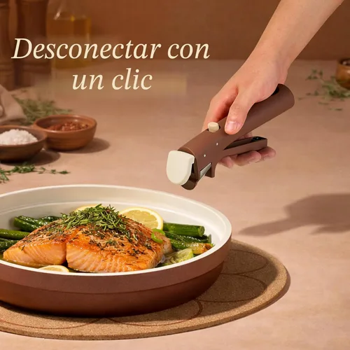 Miniatura 4 de CAROTE Juego de 22 utensilios de cocina de cerámica, juego de ollas y sartenes antiadherentes, asas extraíbles no tóxicas, aptos