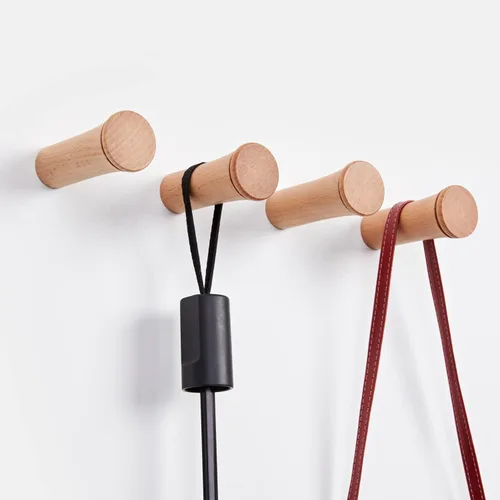 HomeDo Paquete de 8 ganchos de pared de madera para sombreros, ganchos de madera para colgar en la pared, organizador individual decorativo para