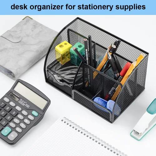Miniatura 5 de Organizador de escritorio, almacenamiento de papelería, soporte para lápices para escritorio, malla de alambre, suministros de oficina, diarios