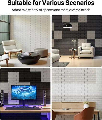 Miniatura 5 de Paneles de pared acústicos autoadhesivos, paquete de 12 paneles absorbentes de sonido en ladrillo, paneles de espuma de alta densidad con Gris-oscuro