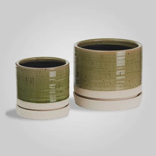 Miniatura 22 de HERDUK Macetas para plantas de 6 pulgadas, maceta de cerámica con orificio de drenaje y platillo, maceta cilíndrica redonda para Azul aguamarina