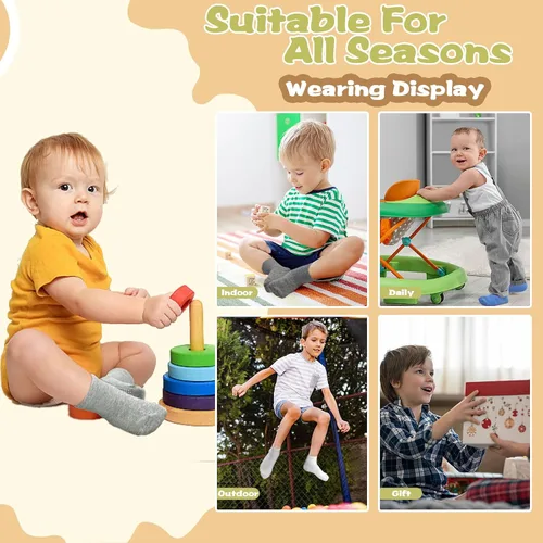 Miniatura 6 de HYCLES Calcetines de agarre para niños pequeños, calcetines antideslizantes para el suelo con agarre para niños de 1 a 10 años y niñas de 6 a 12