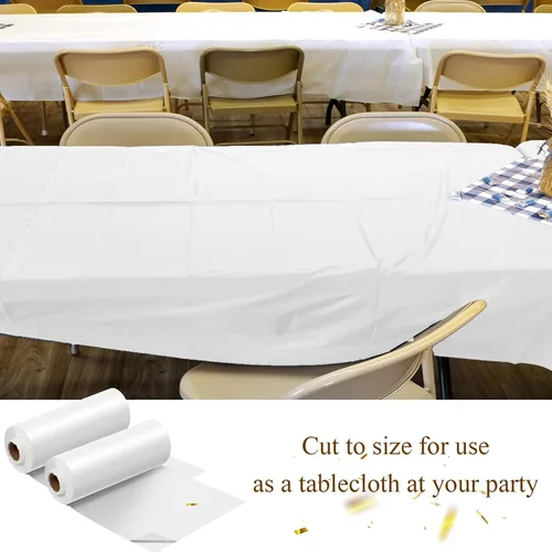 Miniatura 6 de Moukeren 2 rollos de mantel de circo de 40 x 100 pies, rollo de plástico desechable, suministros de fiesta para tienda de campaña grande, cortinas