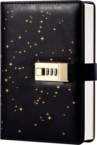 Miniatura 16 de CAGIE Diario con candado para niñas, kit de diario rayado rellenable A5 con contraseña y candado, lindos regalos de Navidad y cumpleaños para niñas