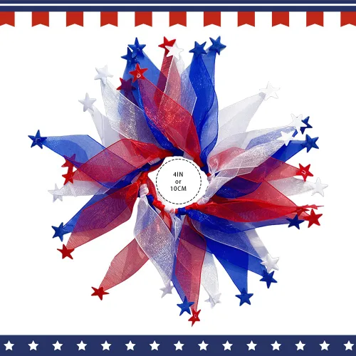 Miniatura 6 de MADISON TYLER American Hair Ties for Women Red White and Blue Hair Elastic No Damage 2 Pcs 4th of July Patriotic Ponytail Holders Hair
