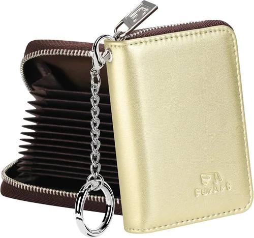 Miniatura 28 de FurArt Cartera con Cremallera para Mujeres, Cartera con Bloqueo RFID para Tarjetas de Crédito, Portador de Tarjetas de Presentación, Cartera Llavero