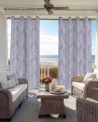 Miniatura 4 de Cortinas opacas con diseño floral morado de 39 pulgadas de largo, cortinas con aislamiento térmico para dormitorio, sala de estar, 2 paneles de 55 x
