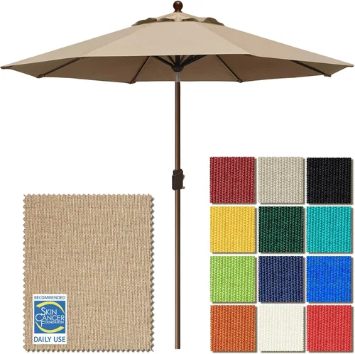 EliteShade USA - Sombrilla de 9 pies para patio, sombrilla de mesa al aire libre con ventilación, Heather Beige, sin decoloración durante 10 años