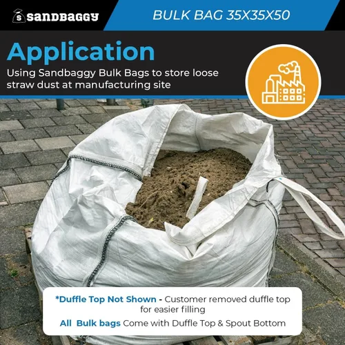 Miniatura 4 de Sandbaggy FIBC Bolsa a granel 35 pulgadas de largo x 35 pulgadas de ancho x 50 pulgadas de alto Bolsas de arena grandes Bolsa de grado