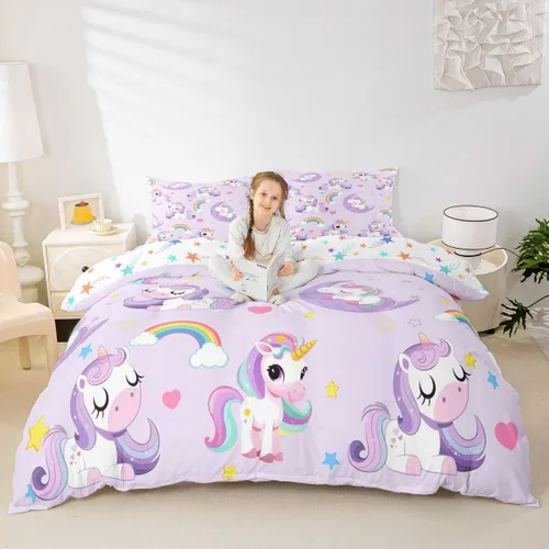 Miniatura 16 de Juego de funda de edredón de pingüinos de dibujos animados para niños, tamaño King, lindo juego de ropa de cama de esquí de animales árticos, Multi