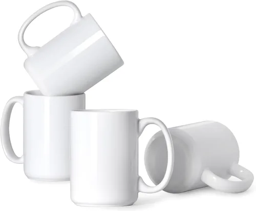 Miniatura 9 de Tazas de café de porcelana de 16 onzas, taza clásica de cerámica en blanco con mango grande para té y café con leche, capuchino, juego de 4, rojo