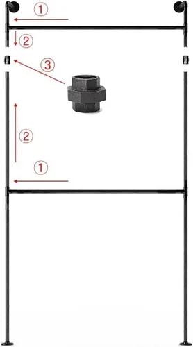 Miniatura 3 de SERENITA Estante industrial de la ropa del tubo, barra colgante para el armario, uso multi montado en la pared