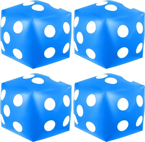 Miniatura 12 de 4 dados inflables gigantes de 12.6 pulgadas, juego divertido de dados inflables grandes para interiores y exteriores, césped, piscina, fiesta, Negro