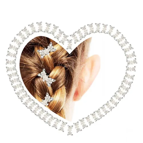 Miniatura 4 de Mini accesorios para el cabello de cristal: pinzas para el cabello con diamantes de imitación brillantes, pequeños clips de metal florales